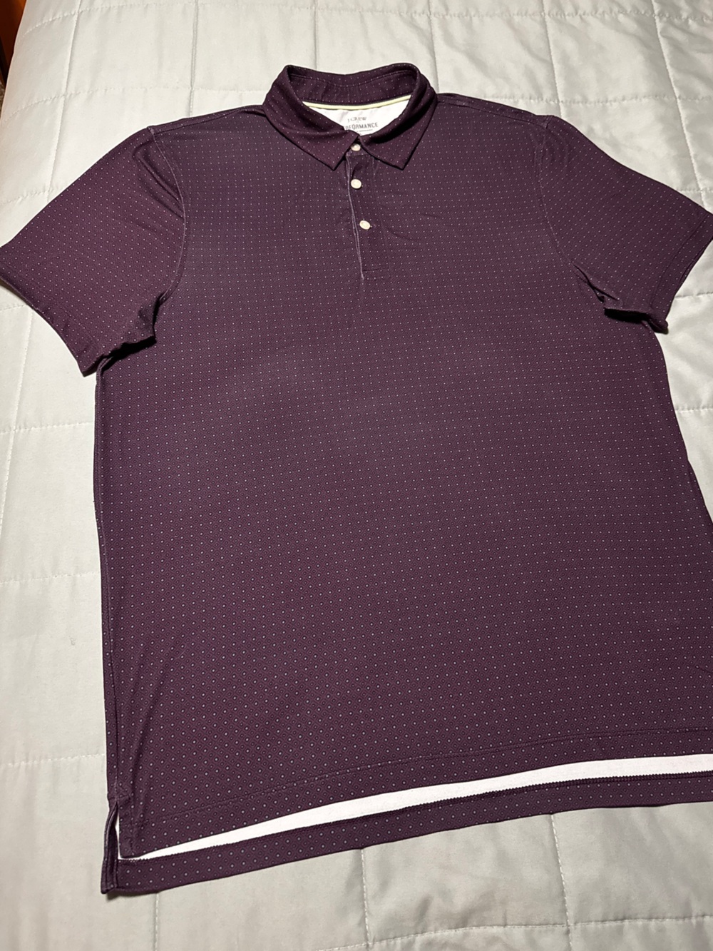 J.Crew Performance Men's Purple Geometric Polo Shirt Short Sleeve Size L